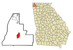 Walker County Georgia Incorporated and Unincorporated areas La Fayette Highlighted